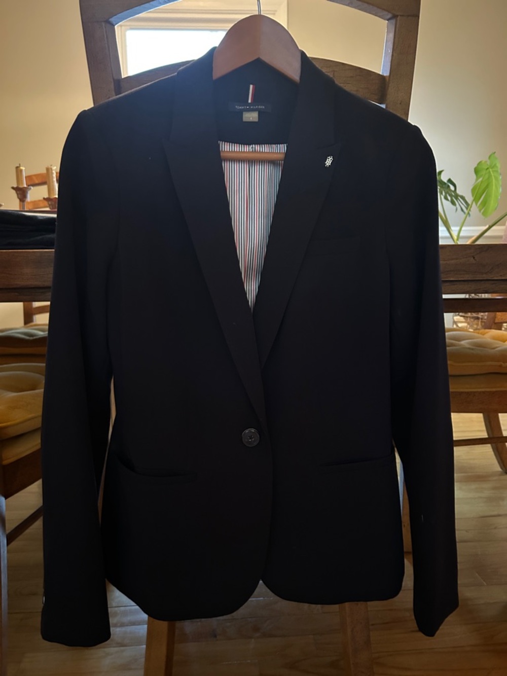 Tommy Hilfiger Women's Navy Single-Button Blazer
